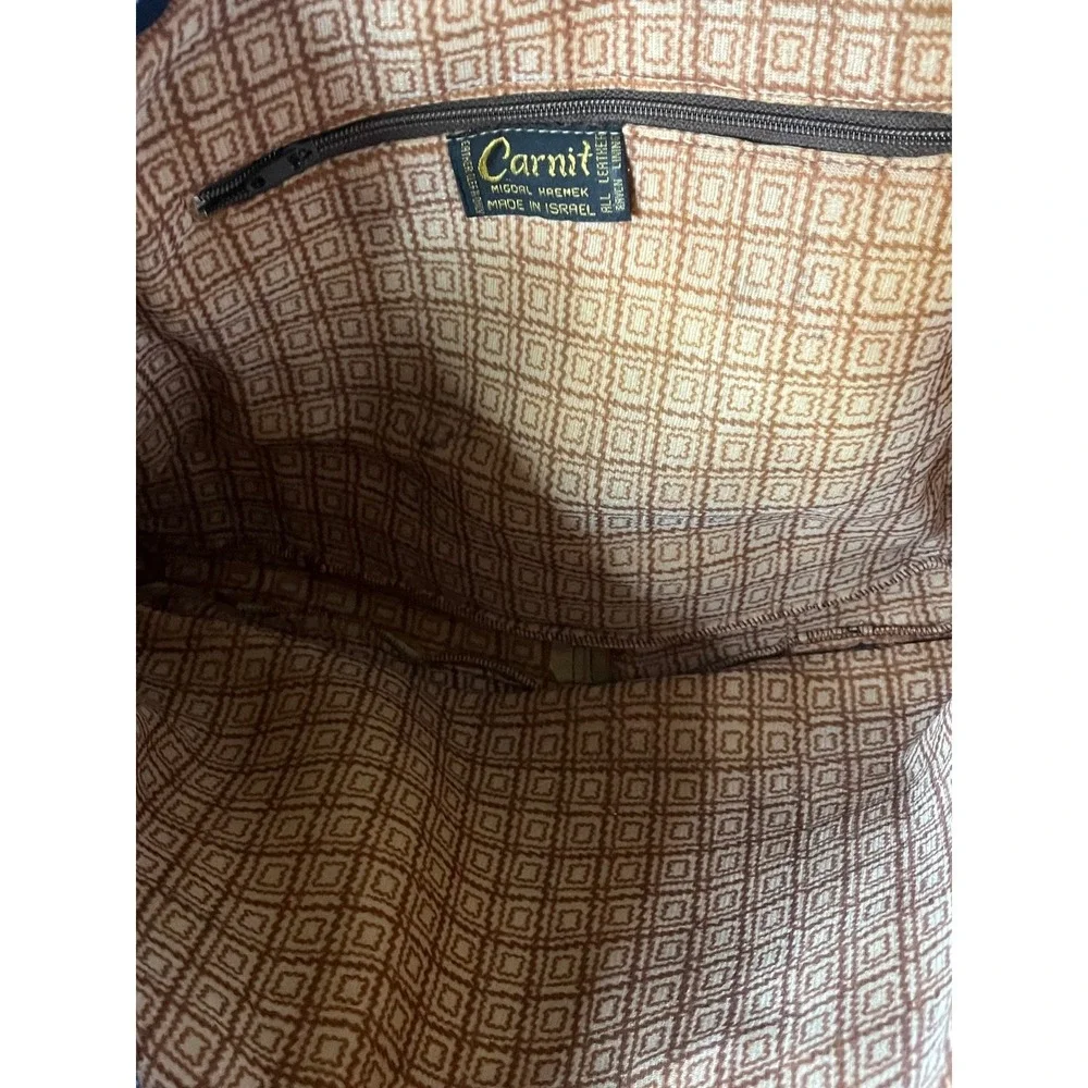 Vtg Patchwork Leather Carnit Israel Briefcase Bag Tote Kilim Southwest inspired